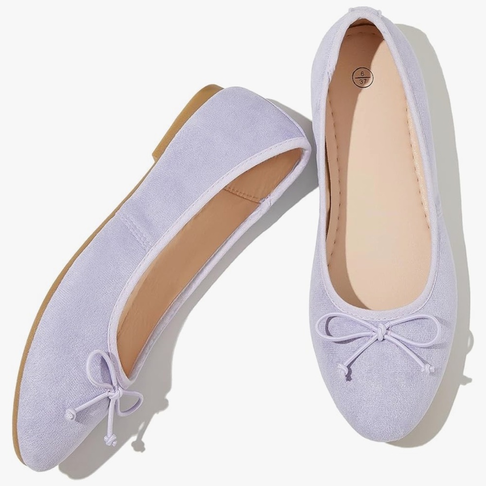 ✨💜Lilac Memory Foam Witwatia Bow Flat Ballet Dress Shoes💜✨Light Purple